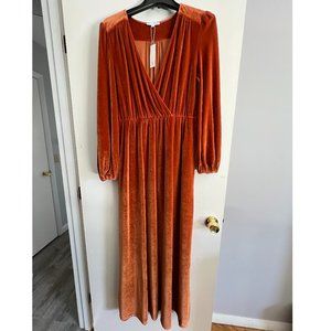 Burnt orange velvet dress